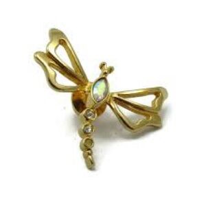 Vintage Avon Gold and Rhinestone Dragonfly Brooch